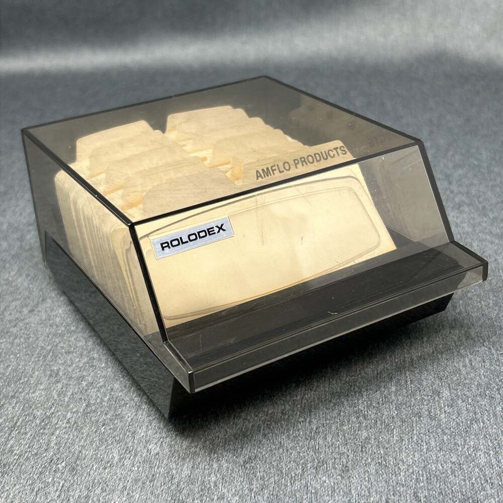 Vintage Rolodex S-310C Petite Covered Desk Card File Organizer Black USA READ